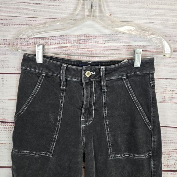 Hollister Womens HIgh Rise Vintage Baggy Jeans Sz 1R(25) Black Carpenter Gothic - Picture 3 of 13